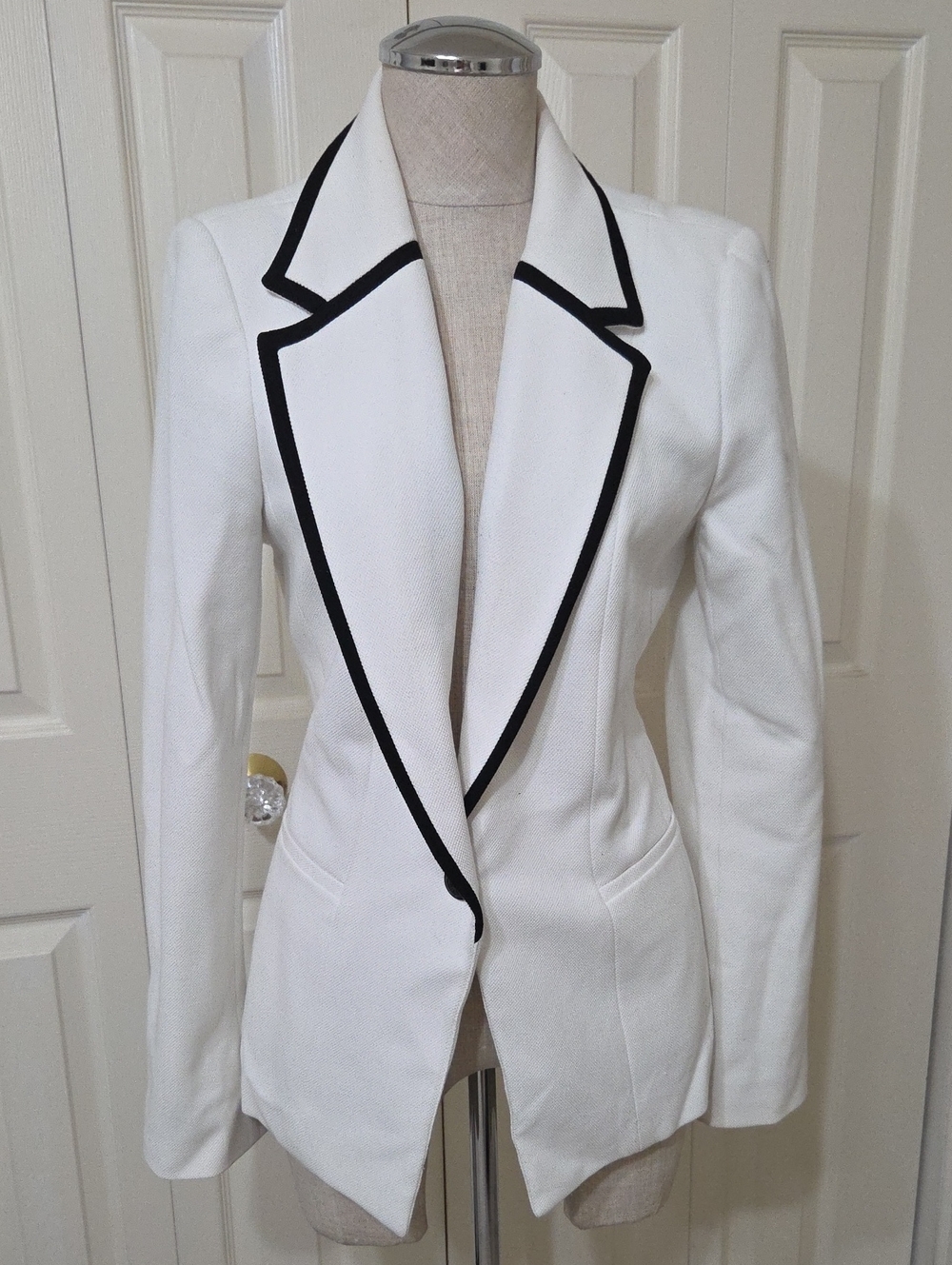White House Black Market Blazer. White with Black Trim
